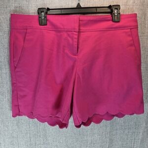 Limited Shorts Womens 12 Scallop Hem Trim Hot Pink Pockets Chino Beach Festival